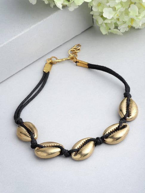 Panash Gold Plated Black Brass Charm Bracelet