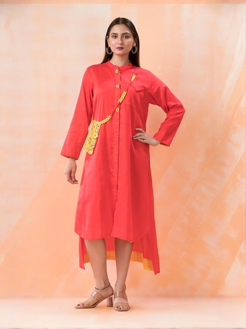 Autumnlane Orange Niharika Apricot cotton Dress-picture-40