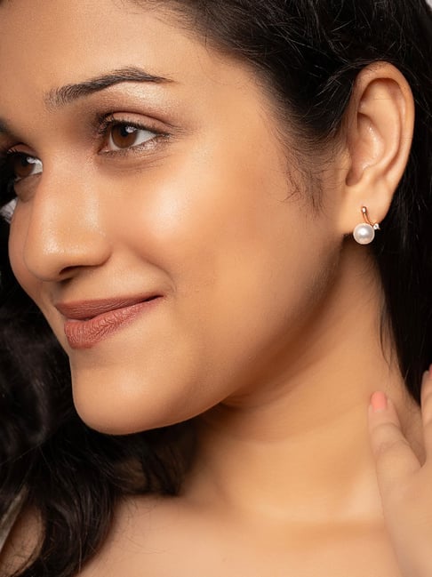 Silberry 925 Sterling Silver Rose Gold Silver Ocean Pearl Stud Earrings