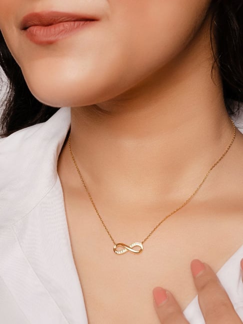 Silberry 925 Sterling Silver Gold Plated Infinity Glow Necklace