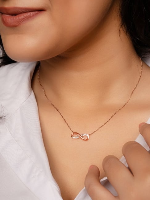 Buy Silberry 925 Sterling Silver Rose Gold Infinity Glow Necklace