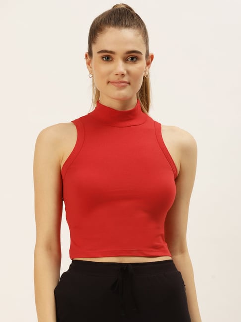 FEMEA Maroon Cotton Slim Fit Tank Top-picture-16