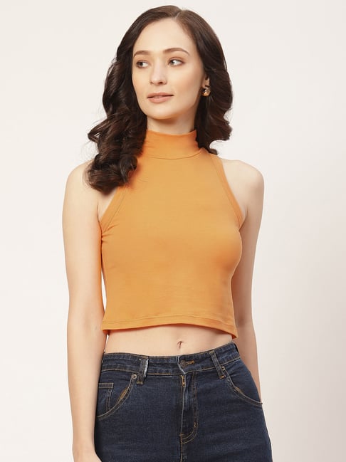 FEMEA Mustard Cotton Slim Fit Tank Top-picture-15