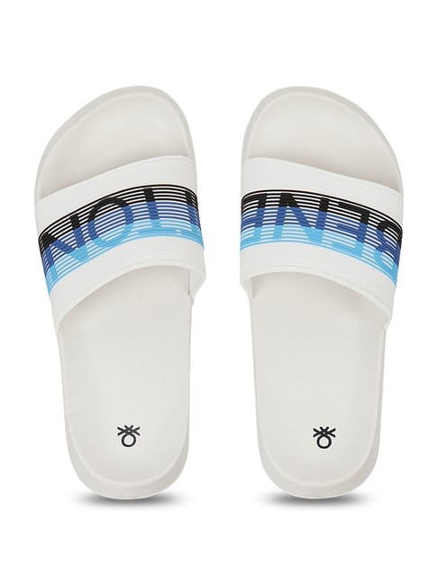 United Colors of Benetton Men's White Slides