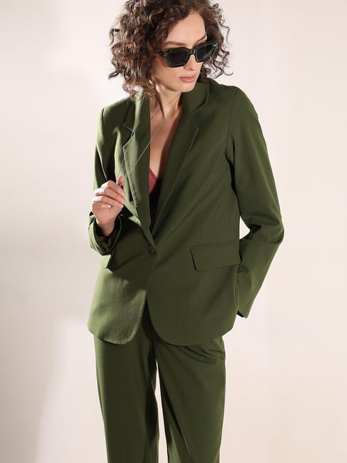 Vero Moda Olive Polyester Regular Fit Blazer-picture-34