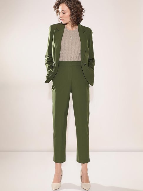 Vero Moda Olive Polyester Slim Fit Trousers-picture-19