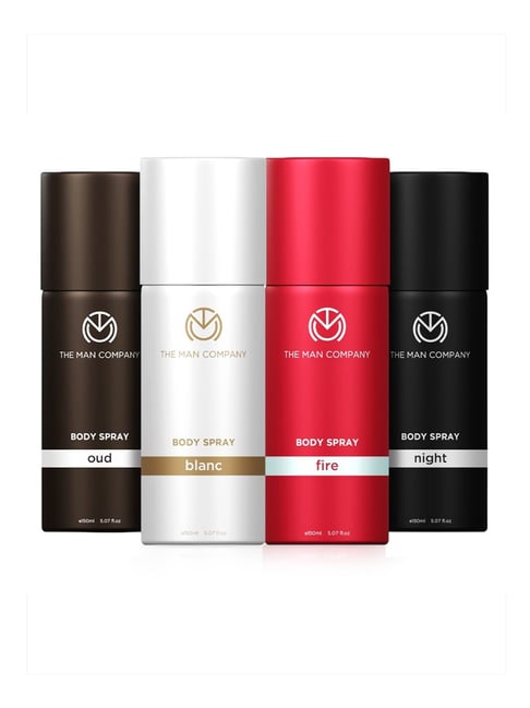 The Man Company Deodorant for Men Blanc,Fire,Night & Oud Body Spray - 150 ml x 4