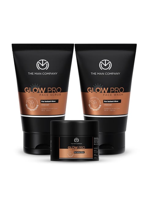The Man Company Glow Pro Face Care Kit Face Wash,Face Scrub & Moisturising Face Cream Set of 3