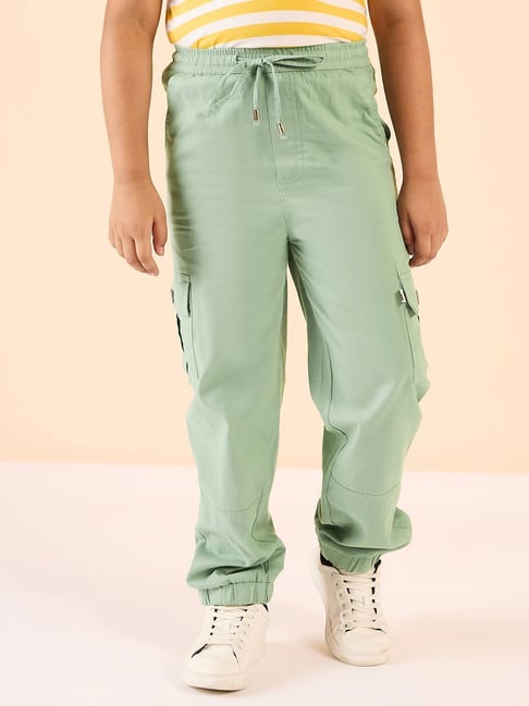 StyloBug Boys Green Cotton Cargo Pants