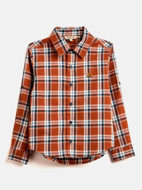 Buy StyloBug Boys Orange Cotton Printed Shirts Online At Best
