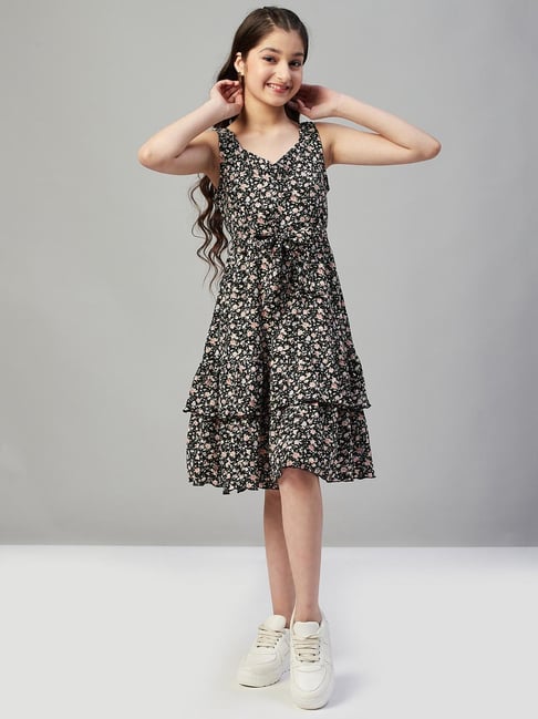StyloBug Girls Black Printed Dress-picture-17