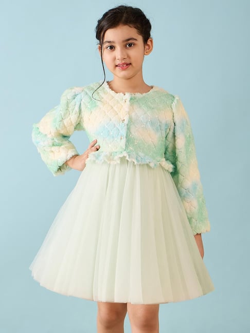 StyloBug Girls Green Embroidery Dress-picture-21