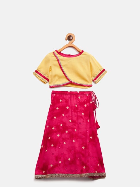 StyloBug Girls Yellow Cotton Printed Lahnga Choli-picture-37