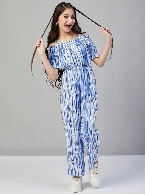 Buy StyloBug Girls Blue Printed Jumpsuit Online At Best Price
