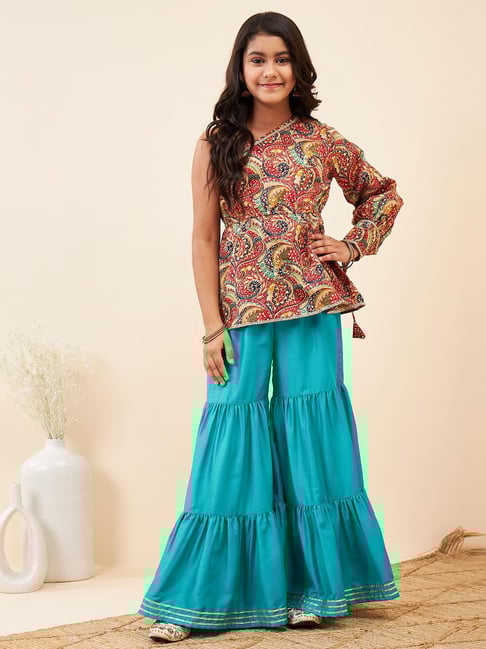 StyloBug Girls Multi Cotton Printed Kurti Set