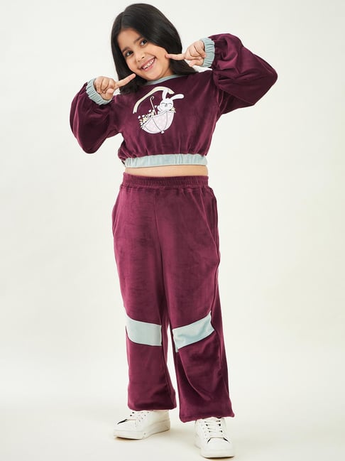 StyloBug Girls Maroon Placement print Sweat Shirt-picture-28