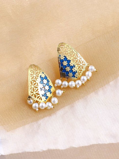 Buy Sohi Women's Farah Drop Earrings Navy Blue Online At Best