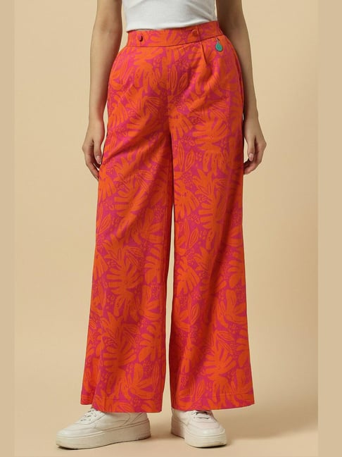 Allen Solly Orange Cotton Print Regular Fit Casualtrousers-picture-21