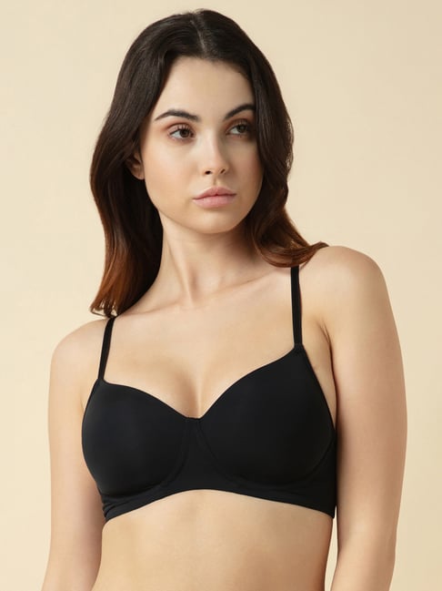 Van Heusen Black Regular Fit Solid Bras Bra Set
