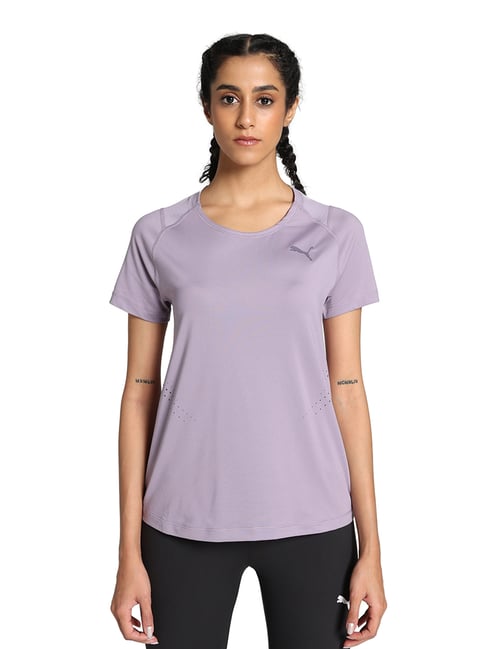 Puma Purple Polyster Slim Fit T-Shirt