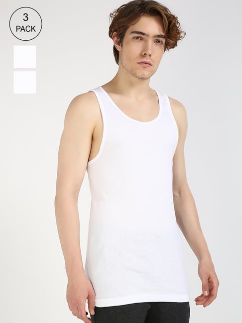 Calvin Klein White Regular Fit Vest (Pack of 3)