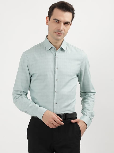 Calvin Klein Green Cotton Slim Fit Texture Shirt-picture-34