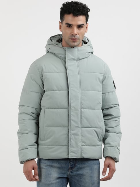 Calvin Klein Grey Regular Fit Quilted Hooded Jacket