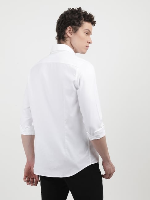 slim fit dress slacks Calvin Klein Slim Fit Stretch Dress Shirt in Blue Tonal Strip