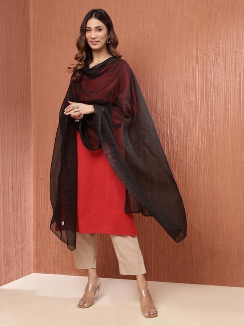 Fabindia Black Cotton Silk EmbellishedDupatta-picture-28