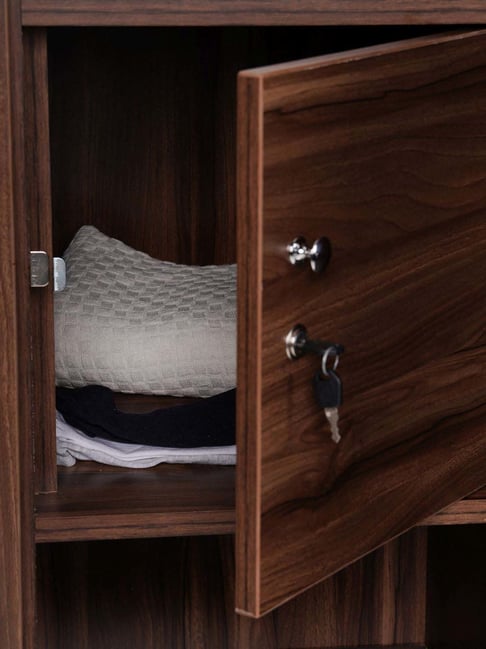 Durian Rebecca Walnut Brown Engineered Wood 3 Door Wardrobe