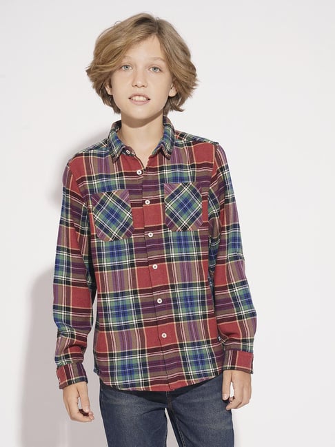 Jack & Jones Junior Multicolor Cotton Regular Fit Checks Shirts-picture-33