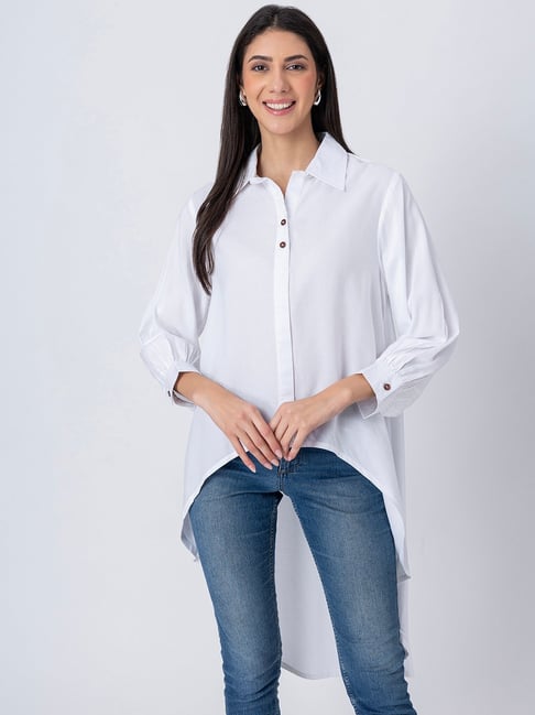 Moomaya White Cotton Regular Fit Casual Shirt-picture-45