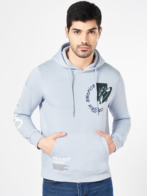 Sf Jeans By Pantaloons Blue Regular Fit Printed Hooded Sweatshirt-image-32