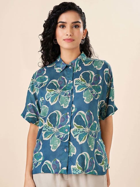 Akkriti by Pantaloons Blue Printed Shirt-picture-19