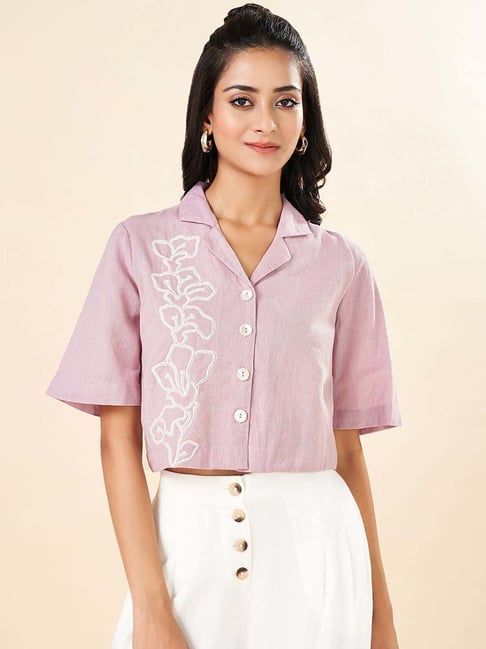 Akkriti by Pantaloons Purple Plain Shirt-picture-28