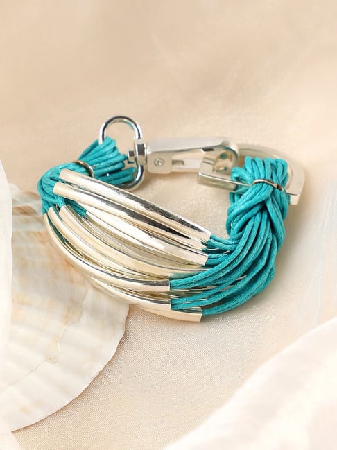 Sohi Sky Blue Filo Statement Bracelet for Women
