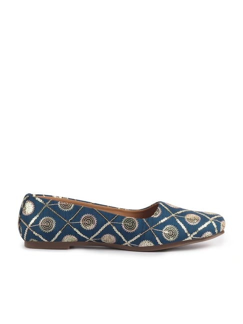 Fausto Women's Blue Ethnic Juttis-picture-19