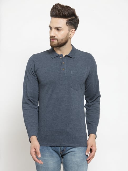 Kalt Men Full Sleeves Cotton Blend Polo Neck T-shirt-picture-39