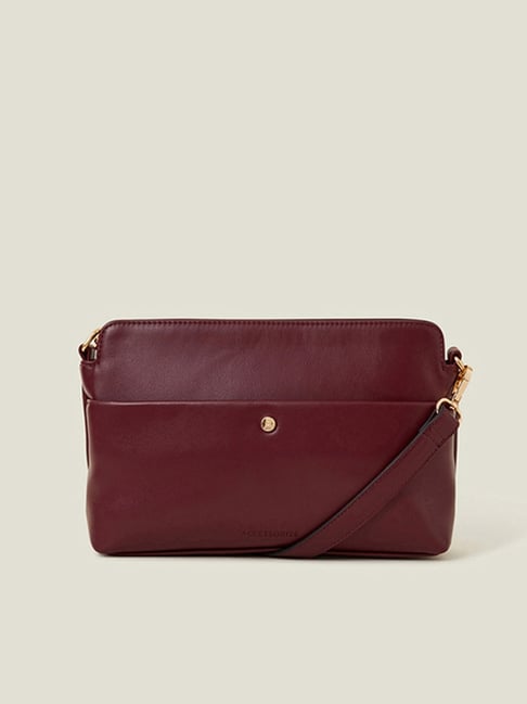 Accessorize London Maroon Solid Sling Handbag