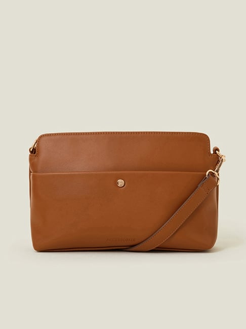 Accessorize London Brown Solid Sling Handbag-image-10