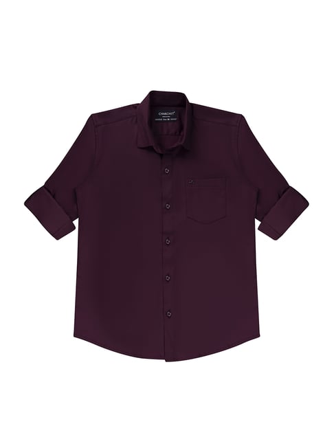 Cavio Boys Purple Cotton Blend Solid Shirt