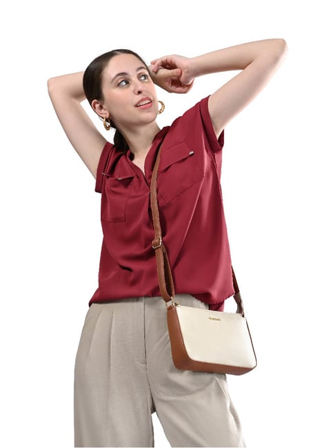 Fastrack Beige Solid Medium Sling Handbag-image-26