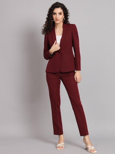 Powersutra Maroon Polyester Regular Fit Suit-picture-40