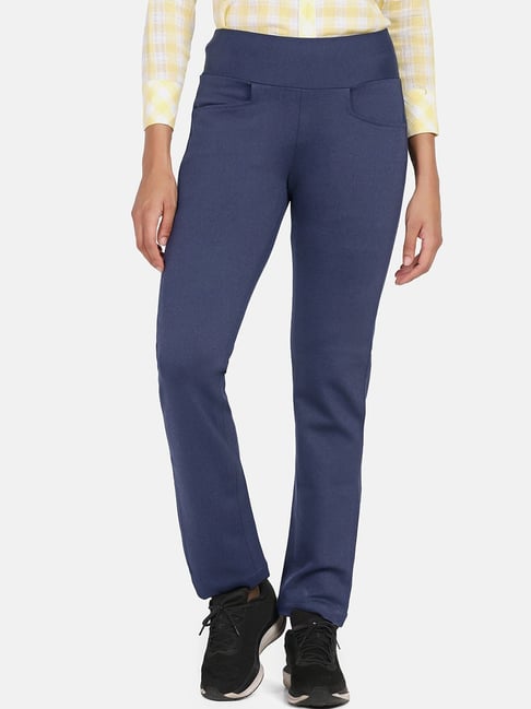 Powersutra Navy Blue Viscose Rayon Regular Fit Trouser-picture-22