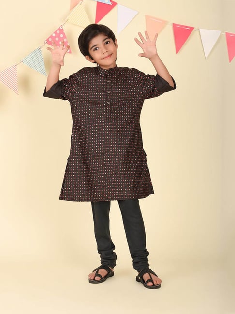 Fabindia Boys Black Printed Kurta-image-15