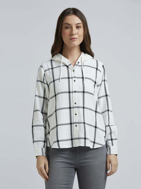 Pepe Jeans White & Black Cotton Chequered Shirt-picture-29