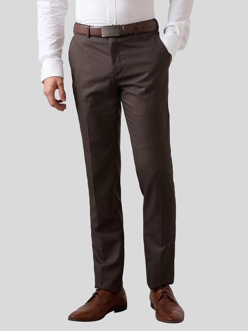 Raymond Brown Slim Fit Checks Trousers-picture-10