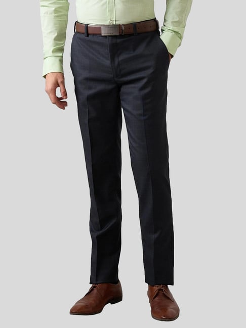 Raymond Blue Slim Fit Checks Trousers-picture-47