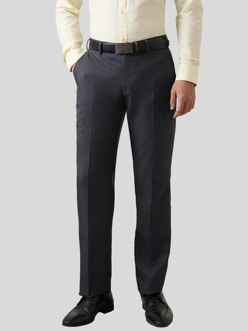 Park Avenue Blue Regular Fit Self Pattern Trousers-picture-48