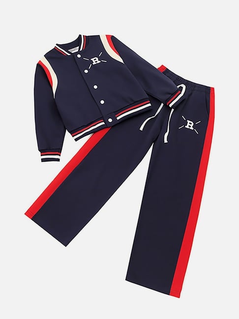 Little Surprise Box Unisex Navy Blue Printed Track Suits-picture-33